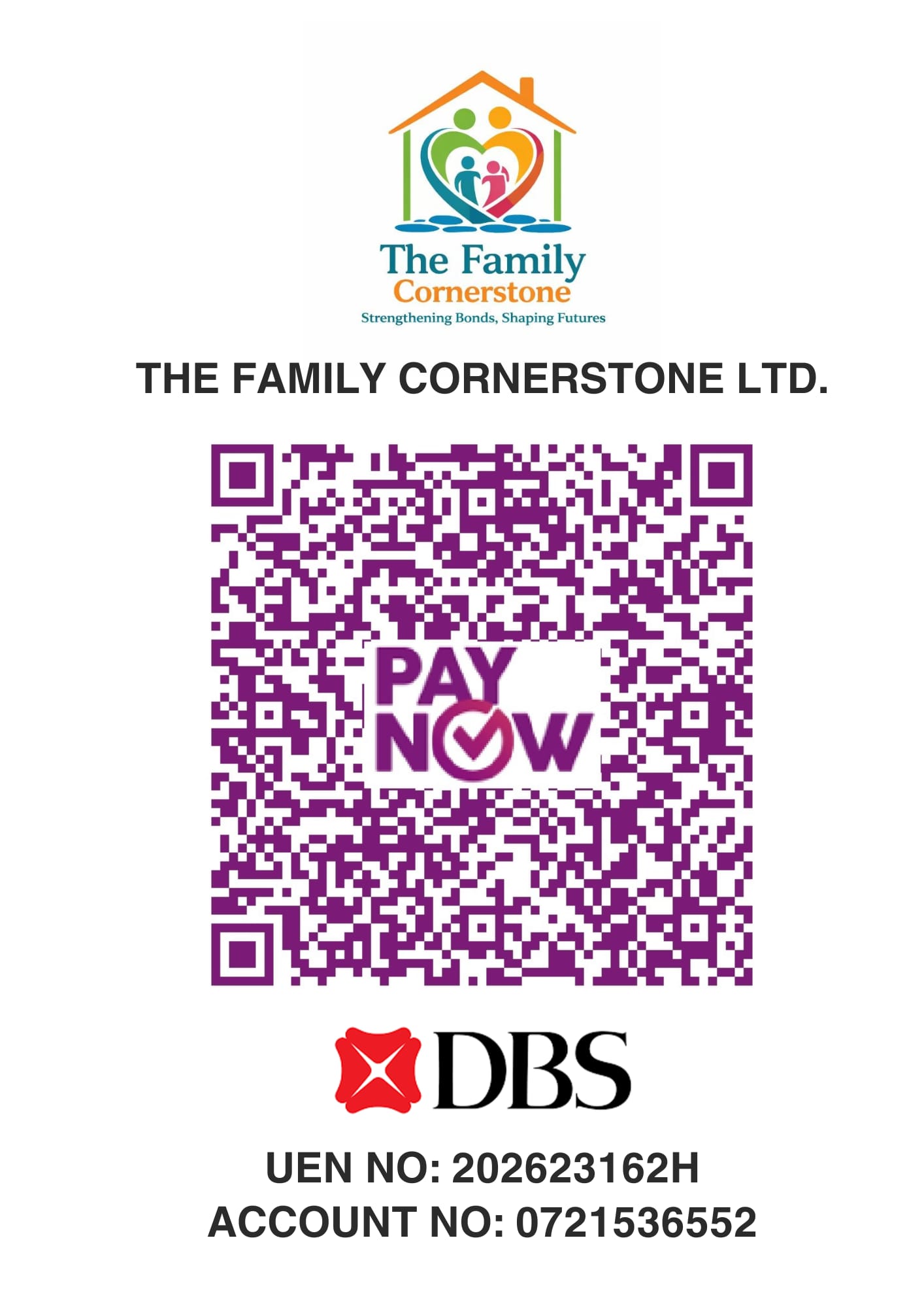 The Family Cornerstone PayNow QR Code for donations